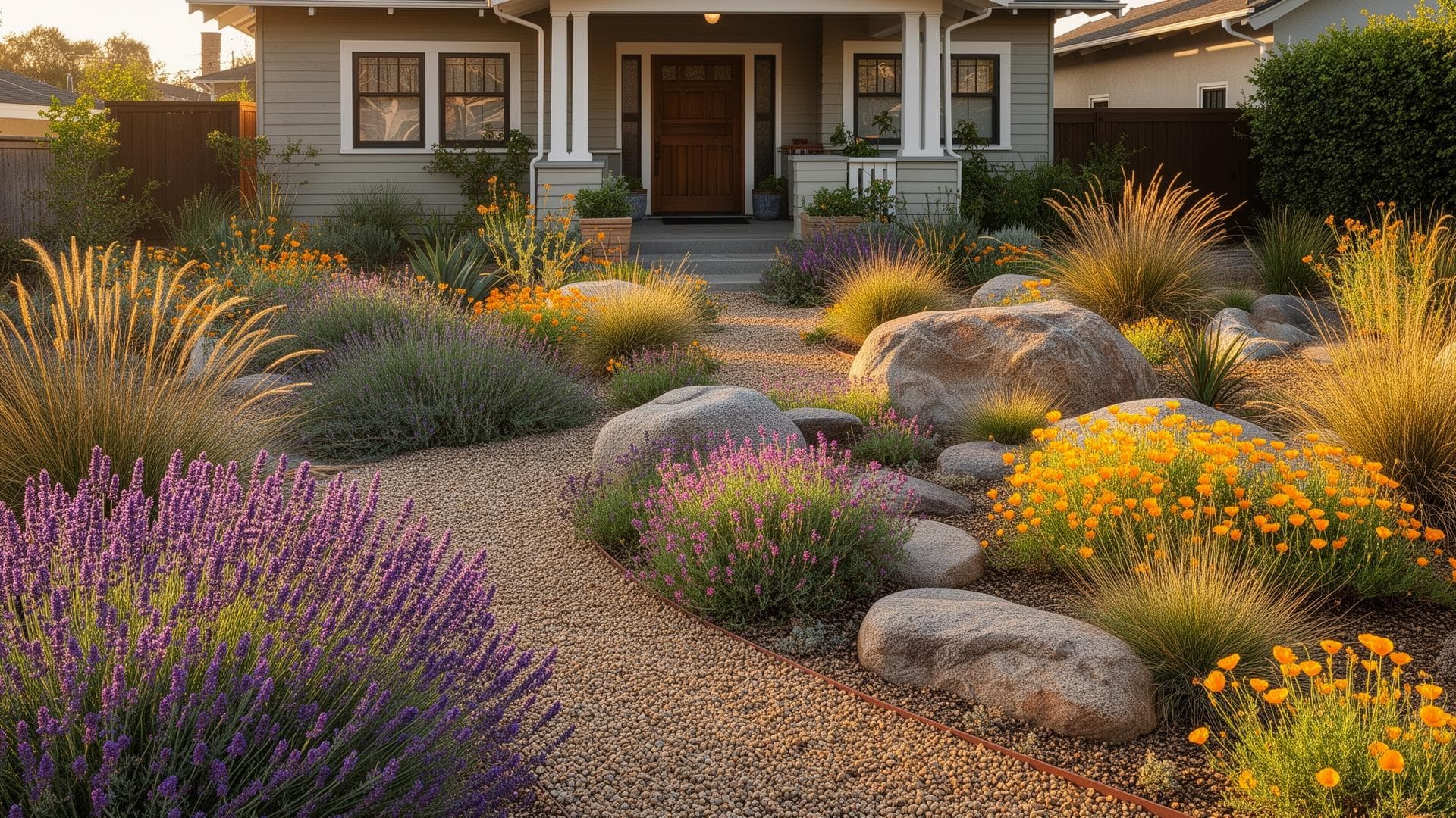Beautiful drought-tolerant garden in California