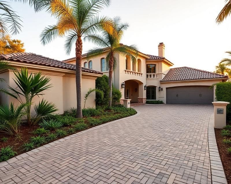Beautiful paver driveway in California