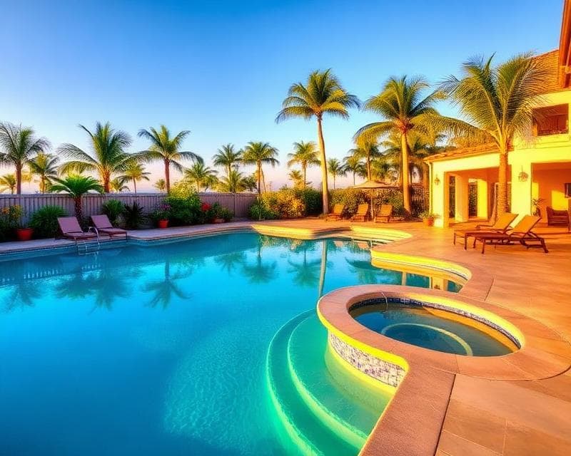 Beautiful backyard pool in California
