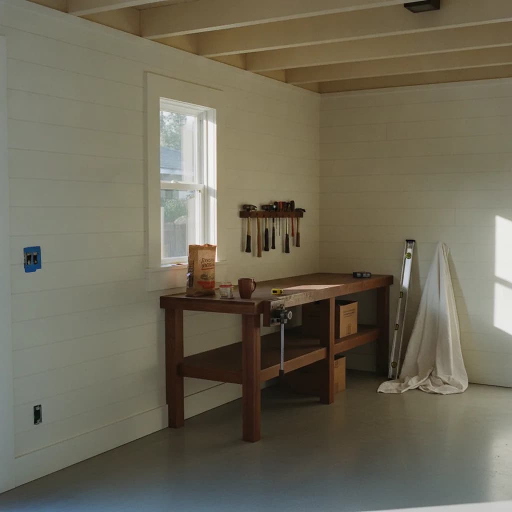 A beautifully converted garage in a Pasadena craftsman-style neighborhood, with a small porch and drought-tolerant landscaping.