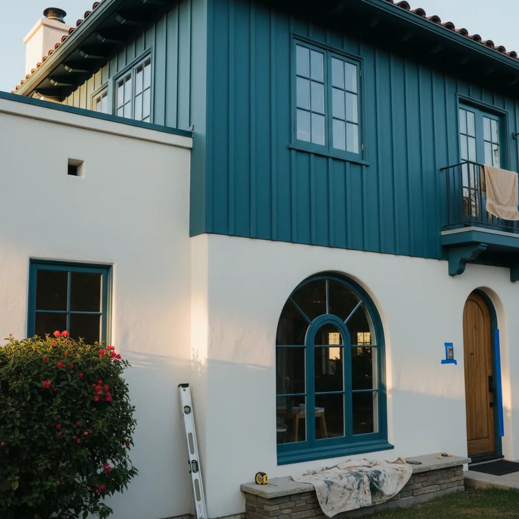 A beautifully restored Craftsman home in Pasadena's Bungalow Heaven neighborhood with new dark gray fiber cement shingle siding and white trim.